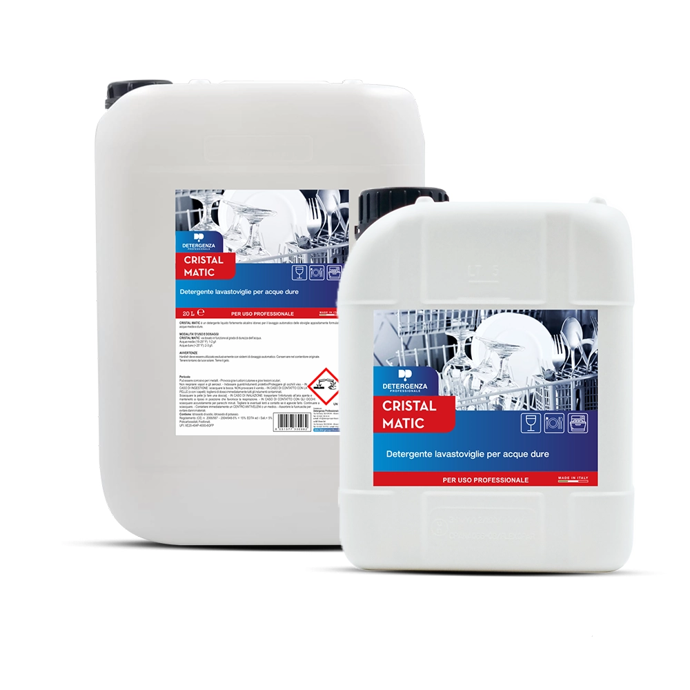 Detergente Lavastoviglie Cristal Matic | Acque Dure & Residui Ostinati | Detergenza Professionale