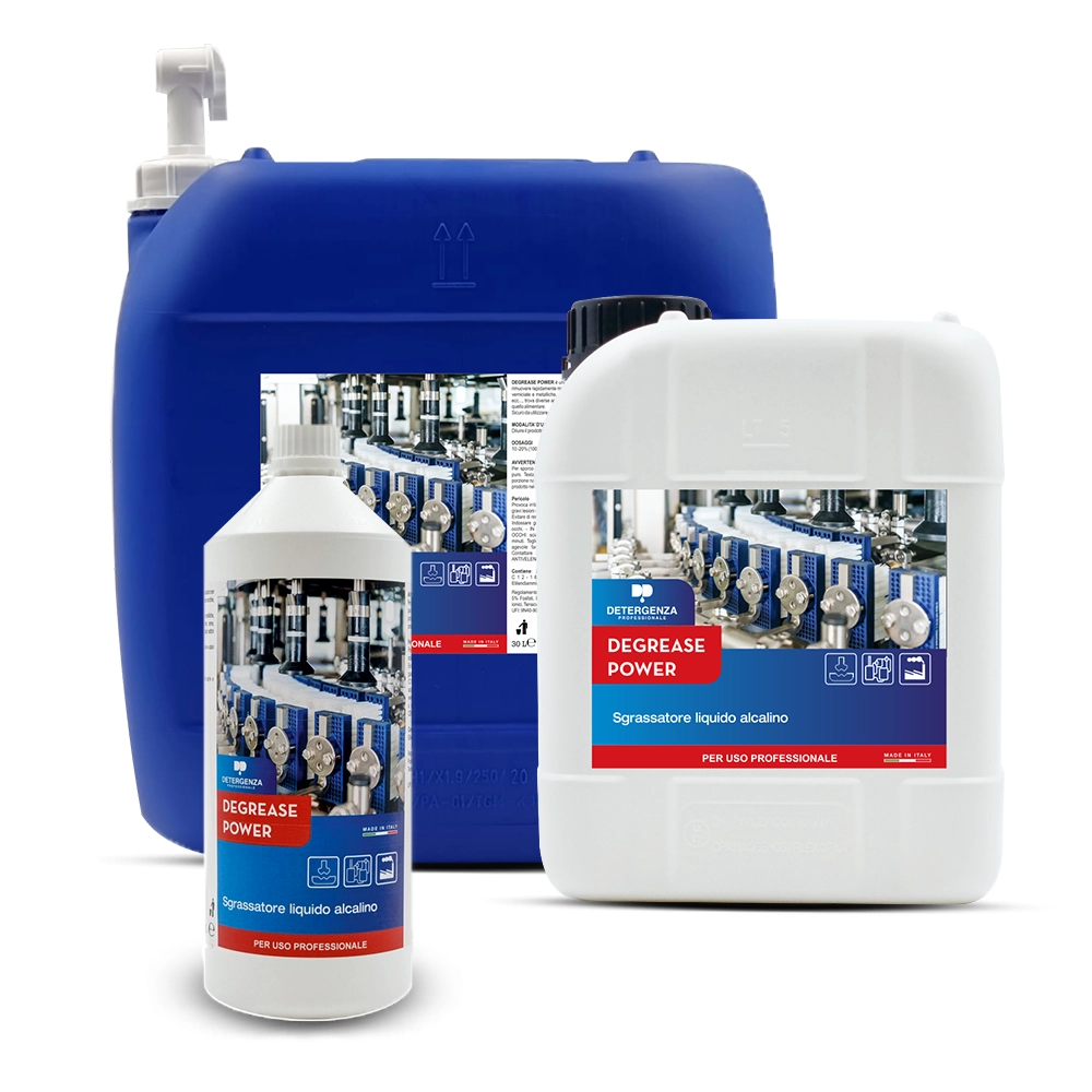 Sgrassatore liquido alcalino Degrease Power nei formati 1 L, 5 L e 30 L