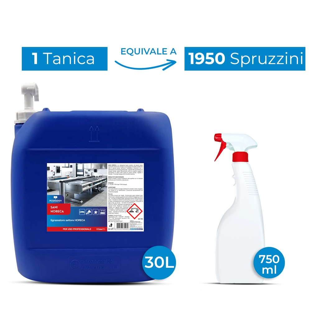 Detergenza Professionale Sgrassatore Settore Horeca Sani Horeca Ultra Concentrato 30L Equivale