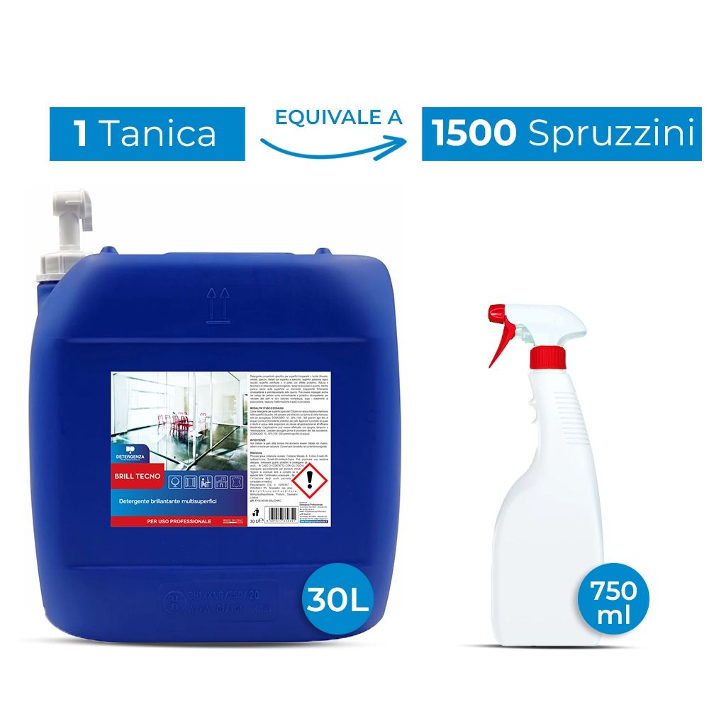 Detergenza Professionale Detergente Brillantante Multisuperfici Brill Tecno Concentrato 30L Equivale