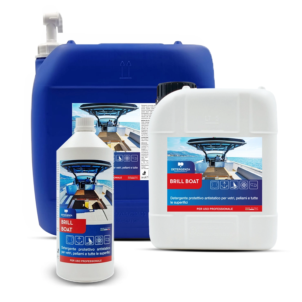 Detergenza Professionale Detergente Protettivo Antistatico per Vetri, Pellami e tutte le Superfici Brill Boat Ultra Concentrato