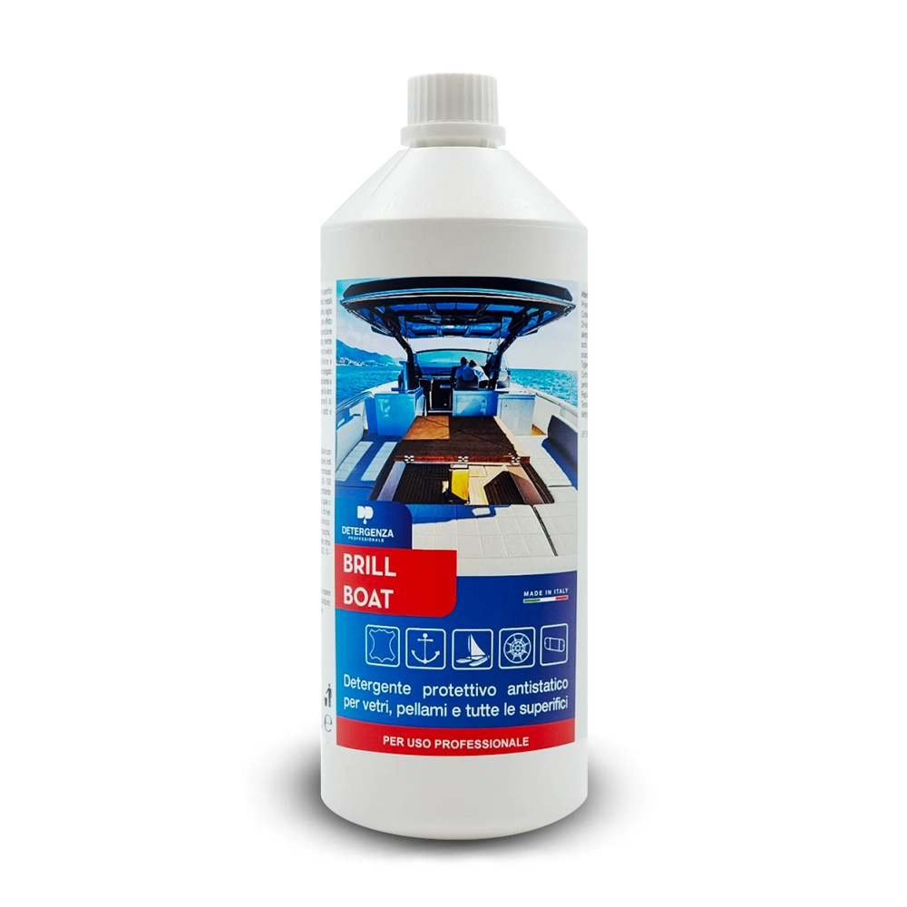 Detergenza Professionale Detergente Protettivo Antistatico per Vetri, Pellami e tutte le Superfici Brill Boat Ultra Concentrato 1L