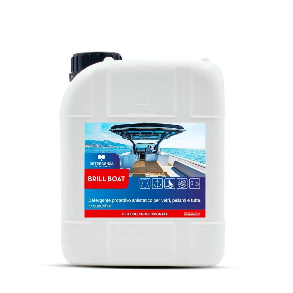 Detergenza Professionale Detergente Protettivo Antistatico per Vetri, Pellami e tutte le Superfici Brill Boat Ultra Concentrato 5L