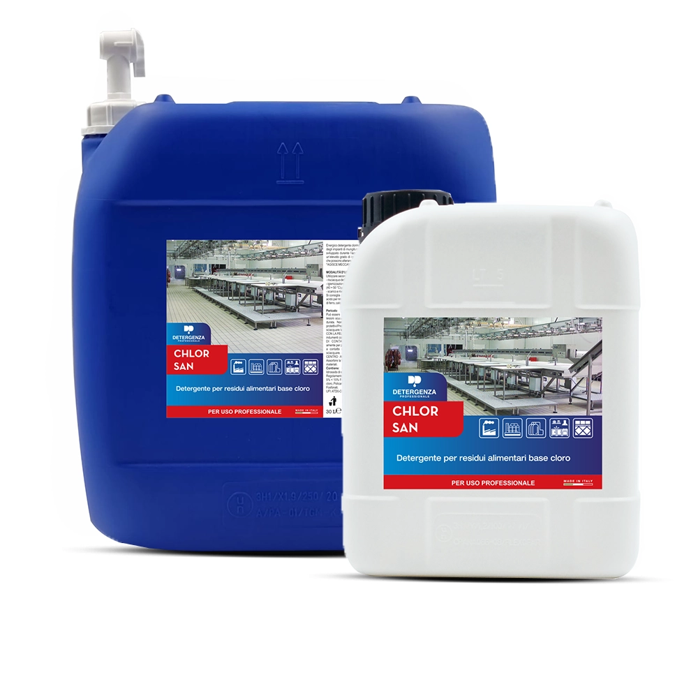 Detergenza Professionale Detergente per Residui Alimentari Base Cloro Chlor San Concentrato