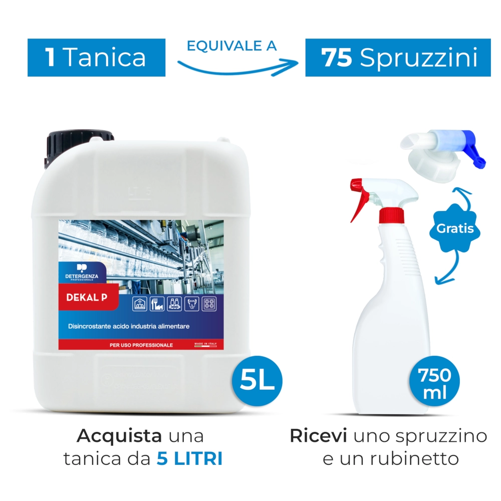 Detergenza Professionale Disincrostante Acido Industria Alimentare Dekal P Concentrato 5L Equivale
