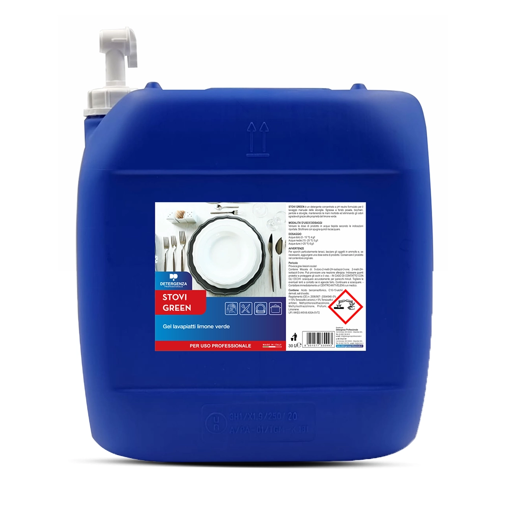 Detergenza Professionale Gel Lavapiatti Limone Verde Stovi Green Concentrato 30L