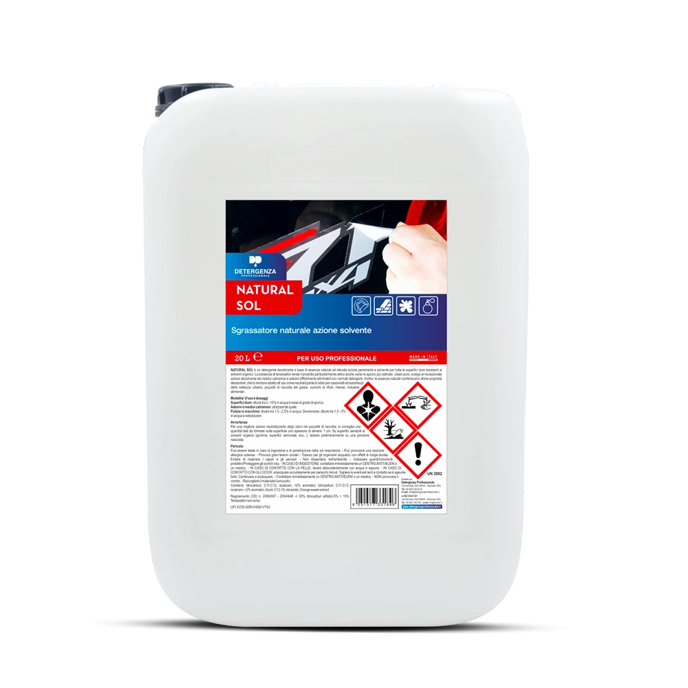 Detergenza Professionale Sgrassatore Naturale Azione Solvente Natural Sol Concentrato 20L