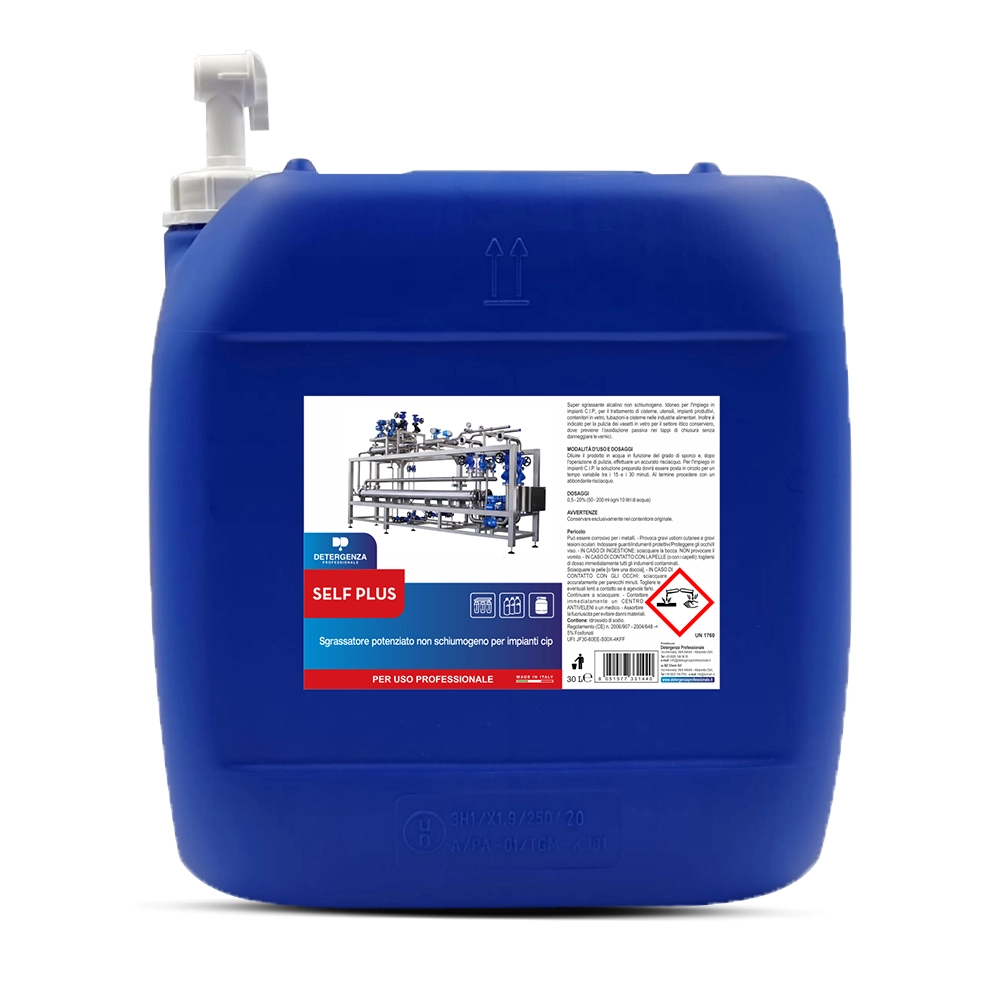 Detergenza Professionale Sgrassatore Potenziato Non Schiumogeno per Impianti CIP Self Plus Concentrato 30L