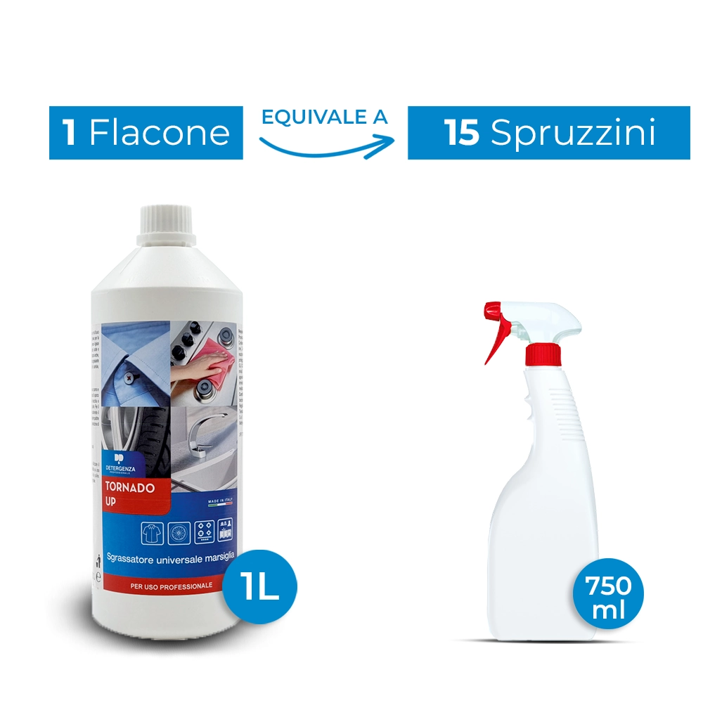Detergenza Professionale Sgrassatore Universale Marsiglia Tornado Up Concentrato 1L Equivale