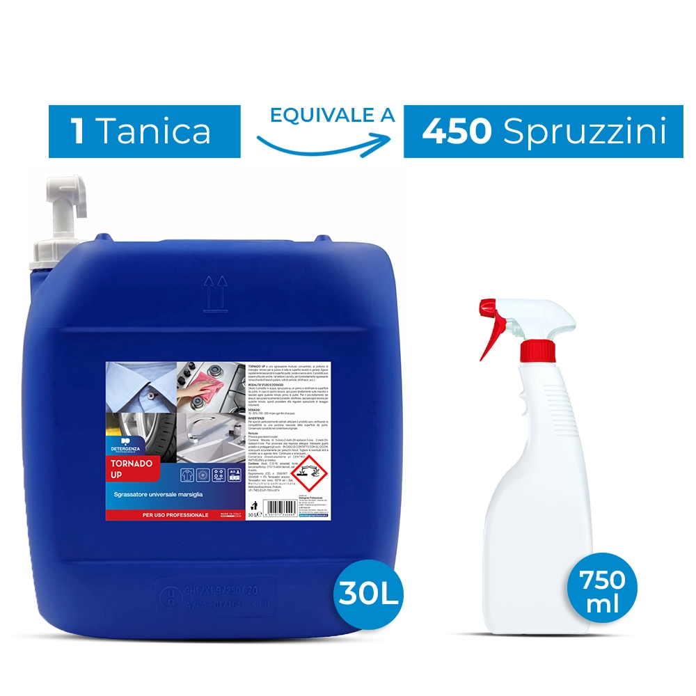 Detergenza Professionale Sgrassatore Universale Marsiglia Tornado Up Concentrato 30L Equivale