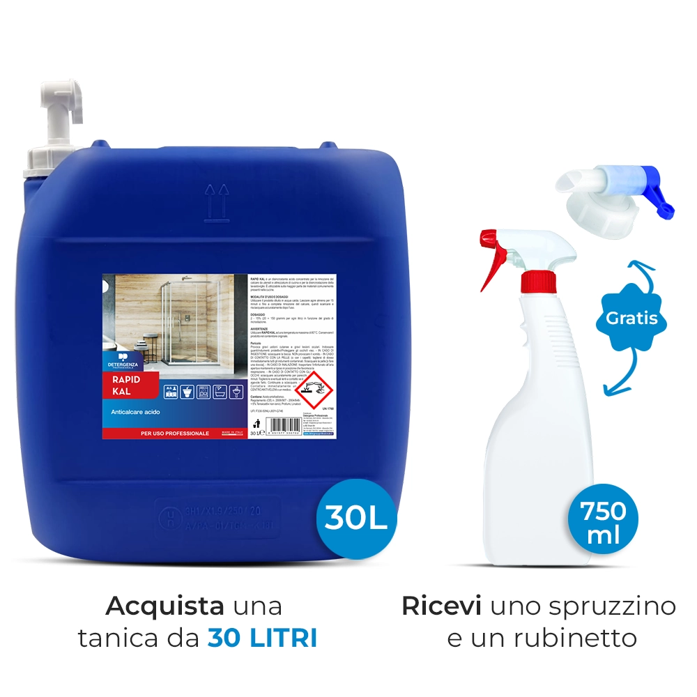 Detergenza Professionale Anticalcare Acido Rapid Kal Concentrato 30L
