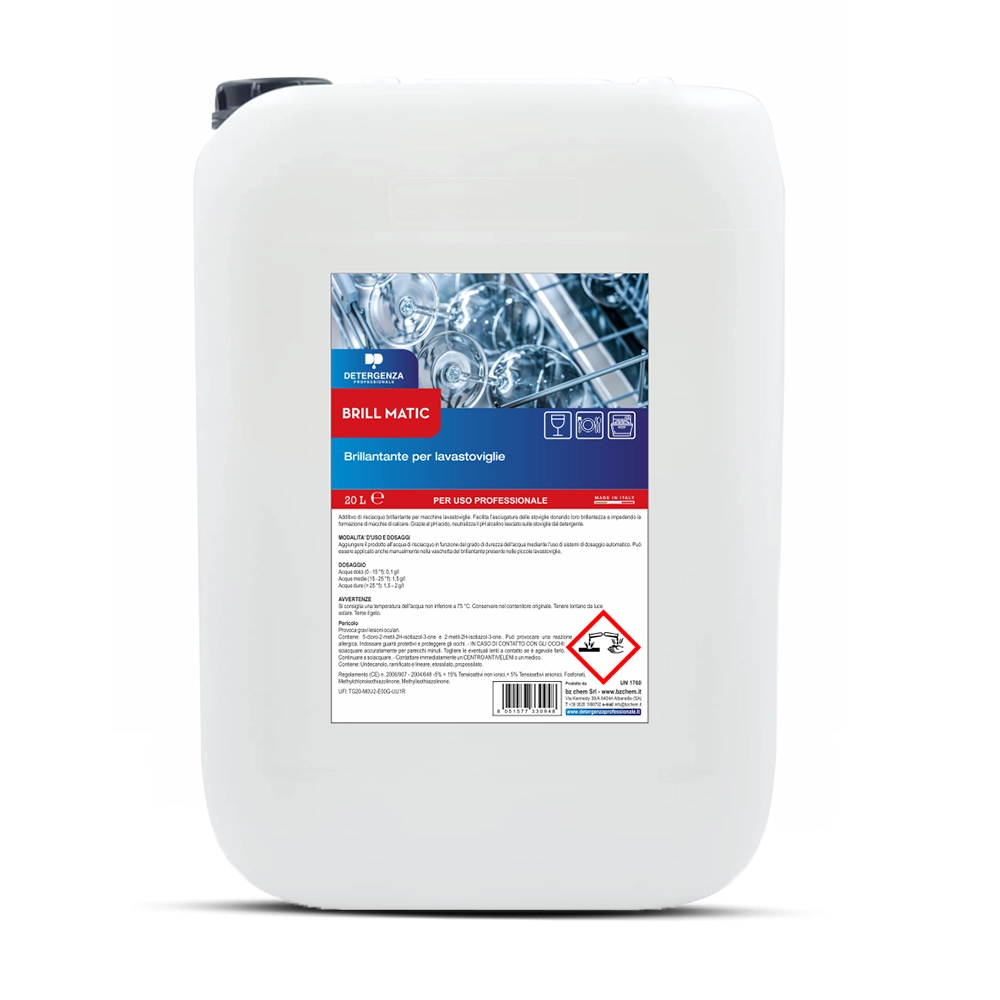 Detergenza Professionale Brillantante per Lavastoviglie Brill Matic Concentrato 20L