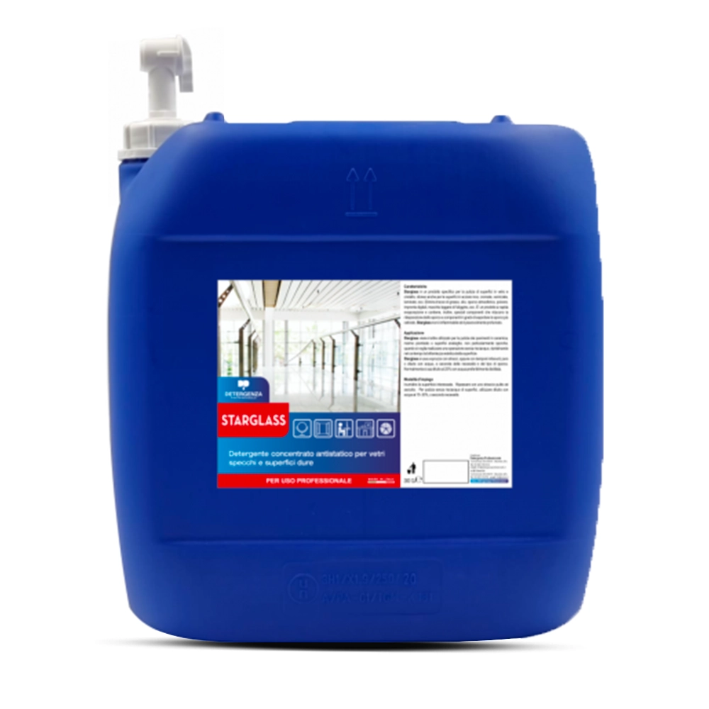 Detergenza Professionale Detergente Concentrato Antistatico per Vetri, Specchi e Superfici Dure Starglass 30L