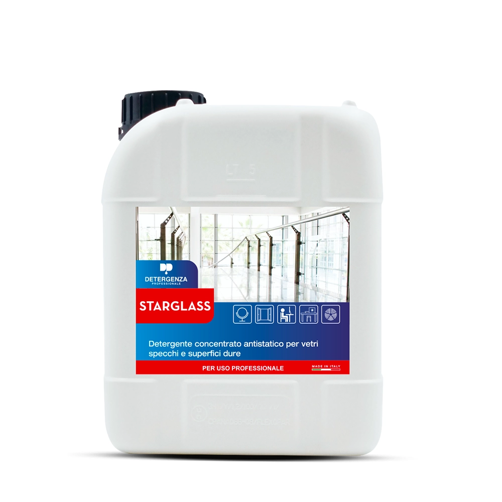 Detergenza Professionale Detergente Concentrato Antistatico per Vetri, Specchi e Superfici Dure Starglass 5L