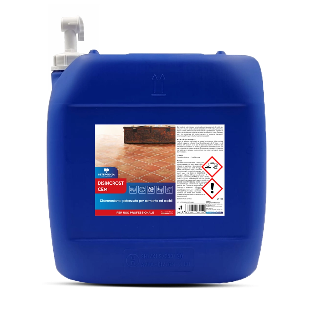 Detergenza Professionale Disincrostante Potenziato per Cemento ed Ossidi Disincrost Cem Ultra Concentrato 30L